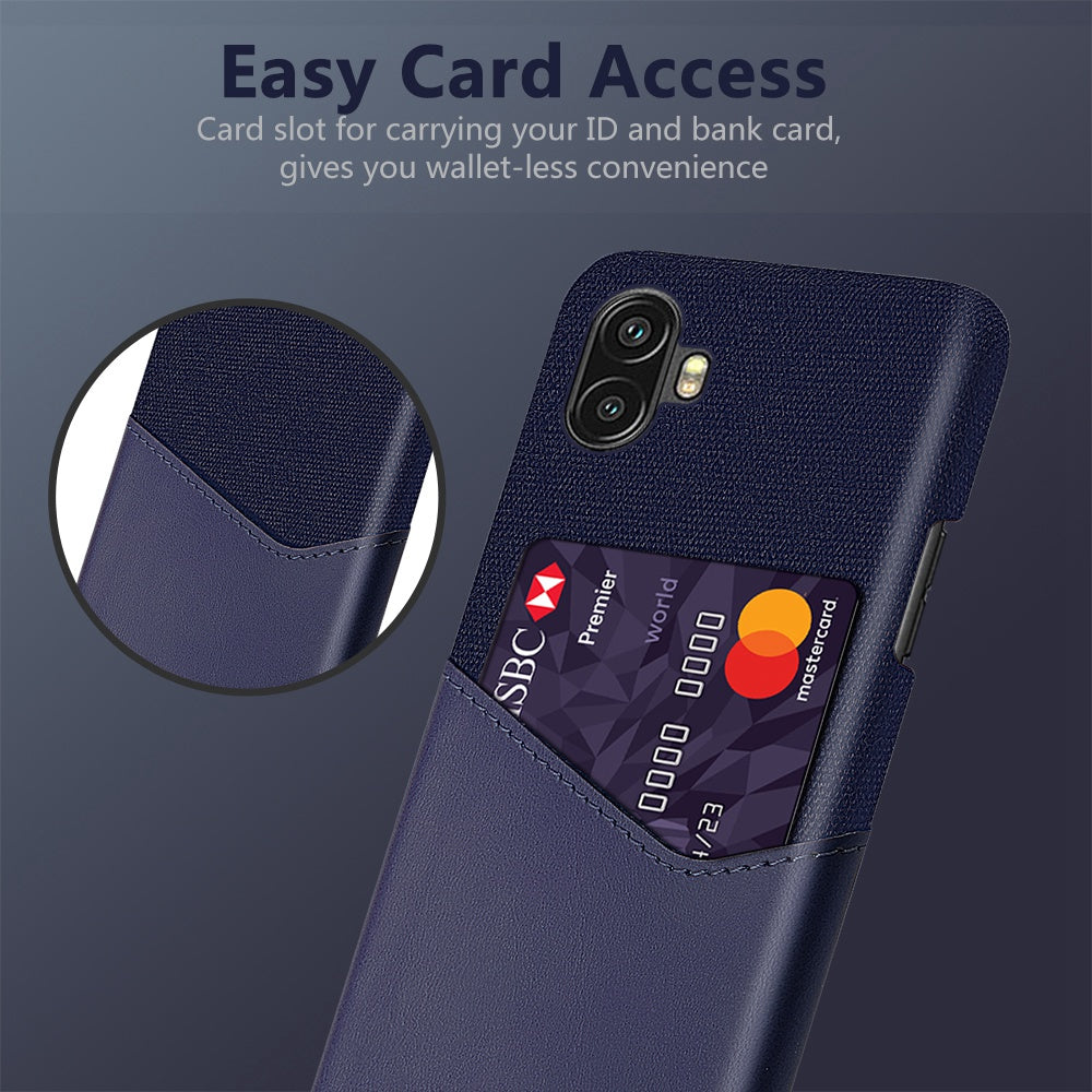 For Samsung Galaxy Xcover Pro 2 5G Ultra Slim Phone Cover with Card Holder Shockproof Cloth Texture PU Leather Coated PC Phone Case