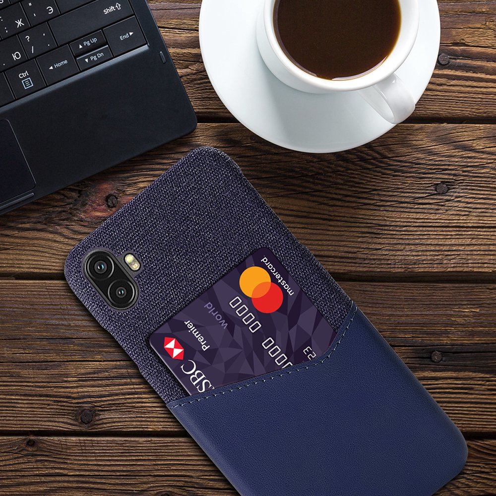 For Samsung Galaxy Xcover Pro 2 5G Ultra Slim Phone Cover with Card Holder Shockproof Cloth Texture PU Leather Coated PC Phone Case