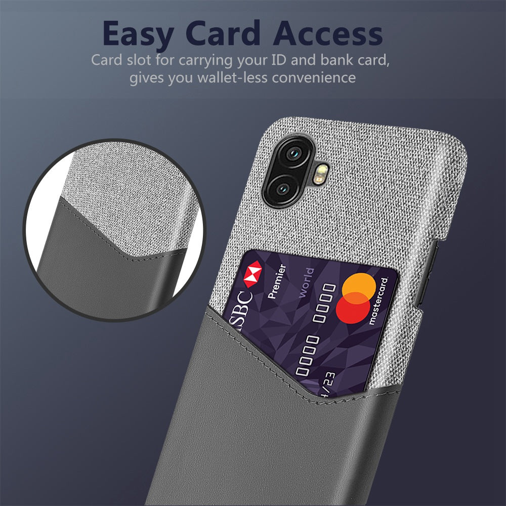 For Samsung Galaxy Xcover Pro 2 5G Ultra Slim Phone Cover with Card Holder Shockproof Cloth Texture PU Leather Coated PC Phone Case