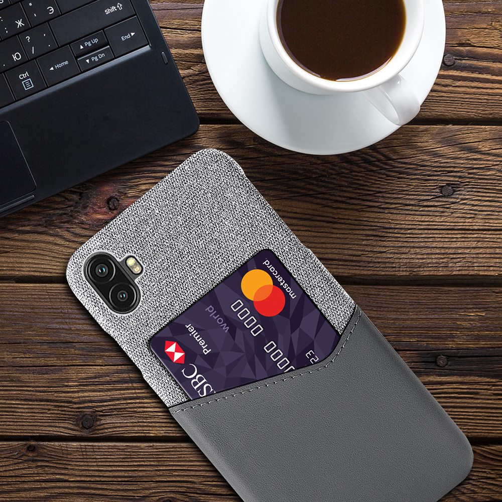 For Samsung Galaxy Xcover Pro 2 5G Ultra Slim Phone Cover with Card Holder Shockproof Cloth Texture PU Leather Coated PC Phone Case
