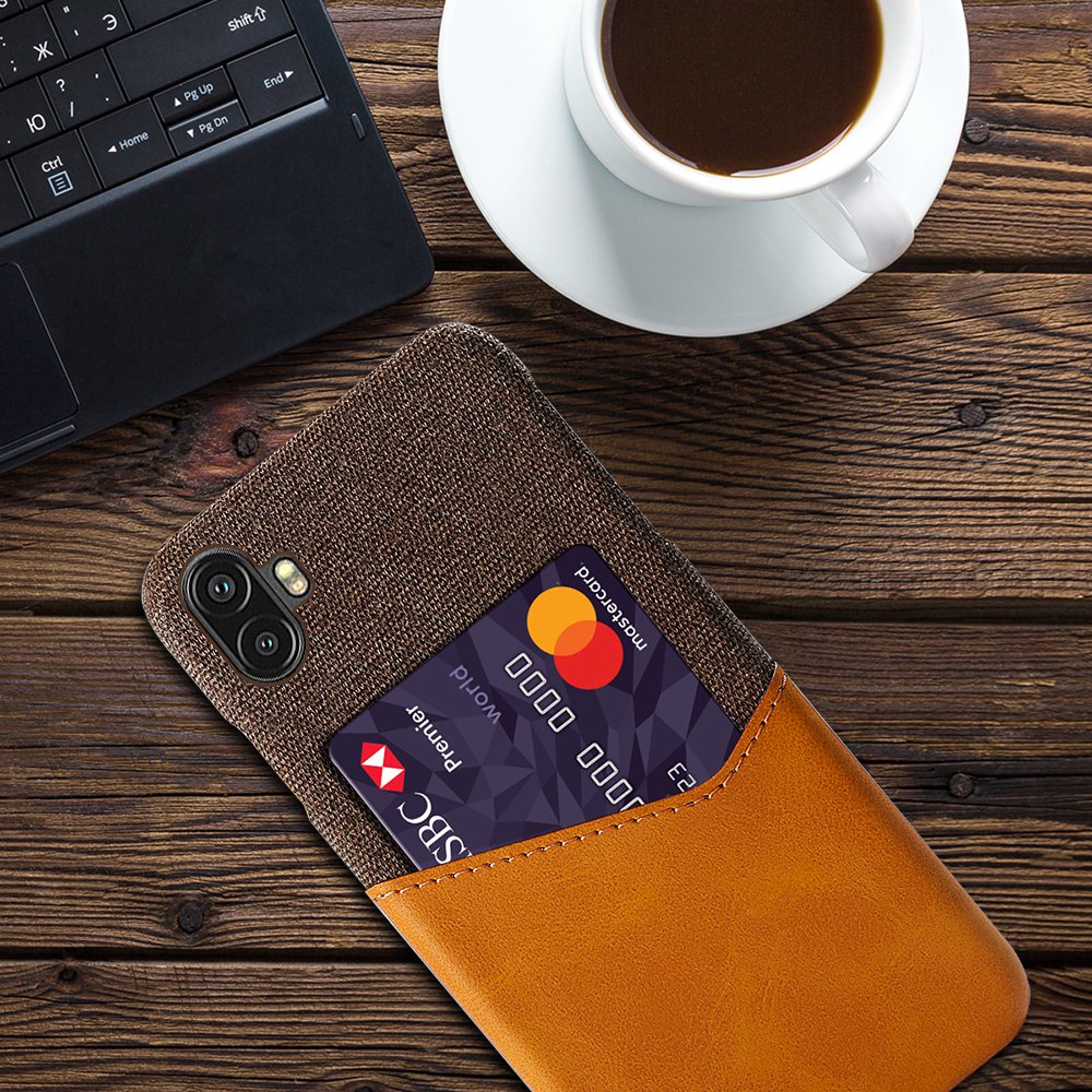 For Samsung Galaxy Xcover Pro 2 5G Ultra Slim Phone Cover with Card Holder Shockproof Cloth Texture PU Leather Coated PC Phone Case