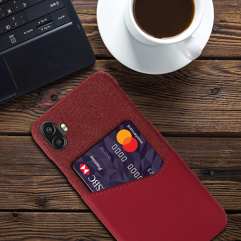 For Samsung Galaxy Xcover Pro 2 5G Ultra Slim Phone Cover with Card Holder Shockproof Cloth Texture PU Leather Coated PC Phone Case
