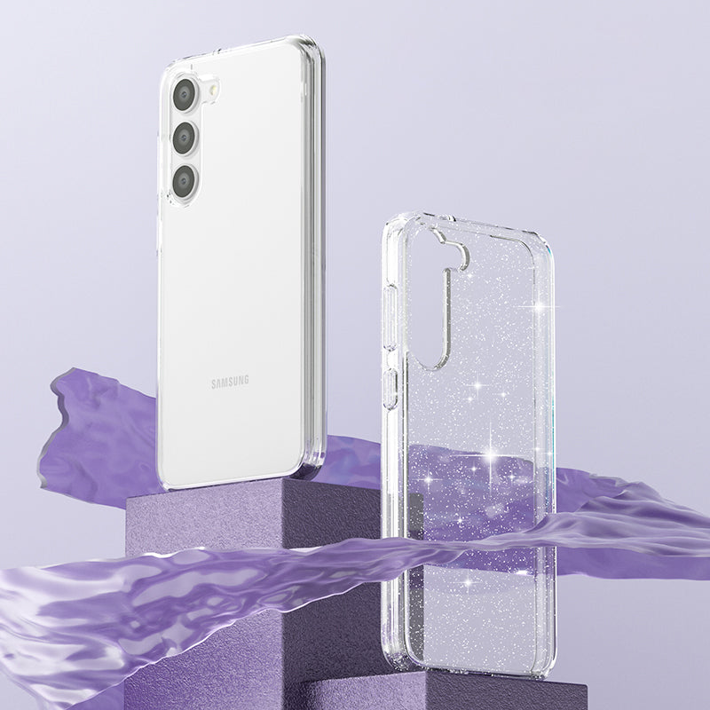 For Samsung Galaxy S23 Plus Anti-fall Glittery Powder Soft TPU + Hard PC Phone Case Protective Back Cover