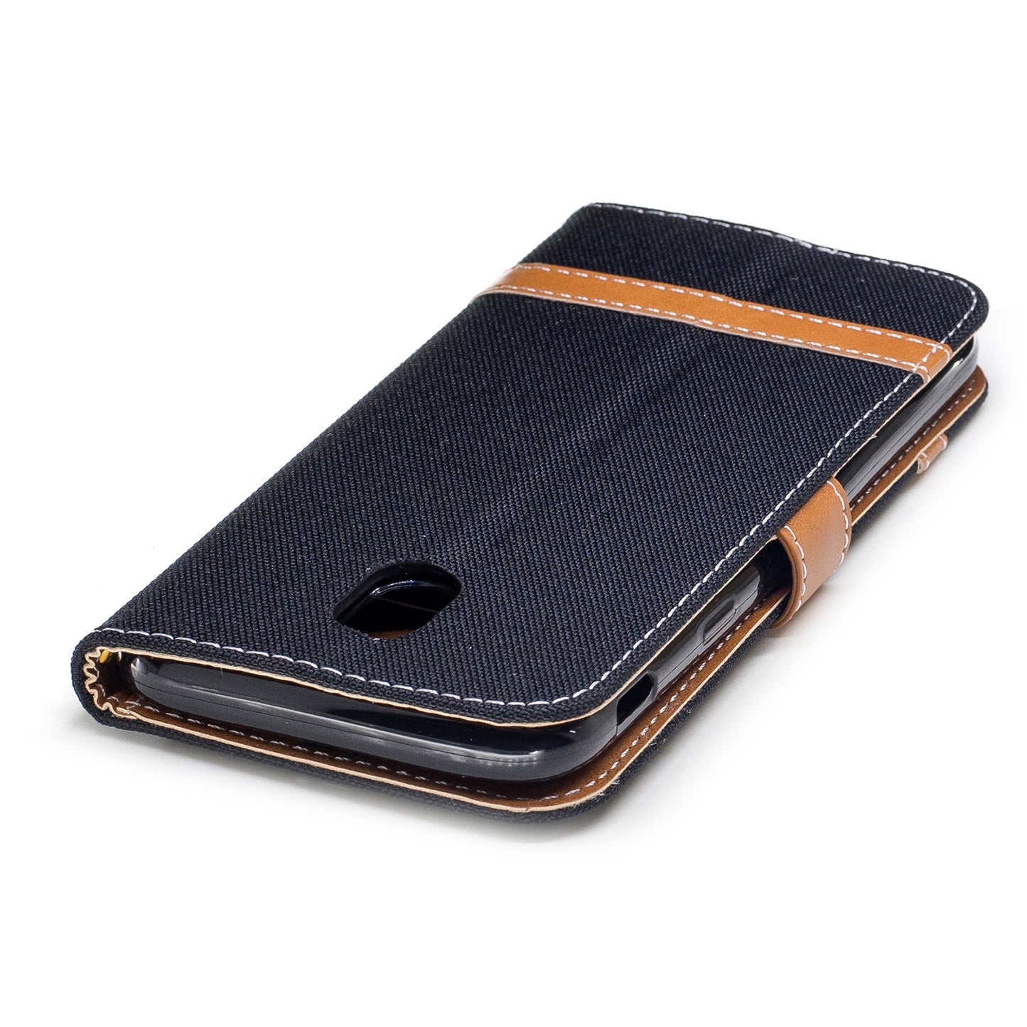 Two-tone Jean Cloth PU Leather Wallet Stand Case for Samsung Galaxy J5 (2017) J530 EU Version