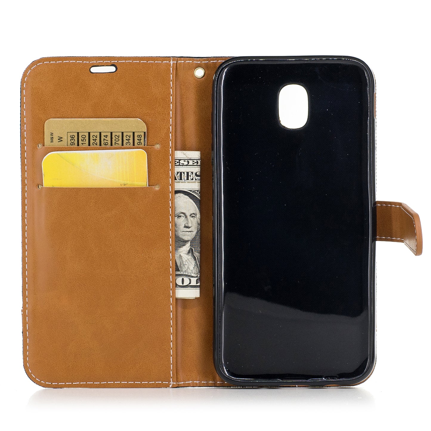 Two-tone Jean Cloth PU Leather Wallet Stand Case for Samsung Galaxy J5 (2017) J530 EU Version