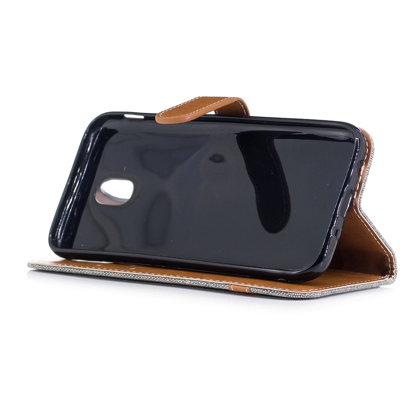 Two-tone Jean Cloth PU Leather Wallet Stand Case for Samsung Galaxy J5 (2017) J530 EU Version