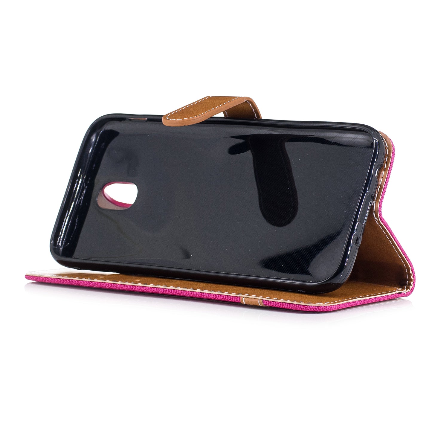 Two-tone Jean Cloth PU Leather Wallet Stand Case for Samsung Galaxy J5 (2017) J530 EU Version