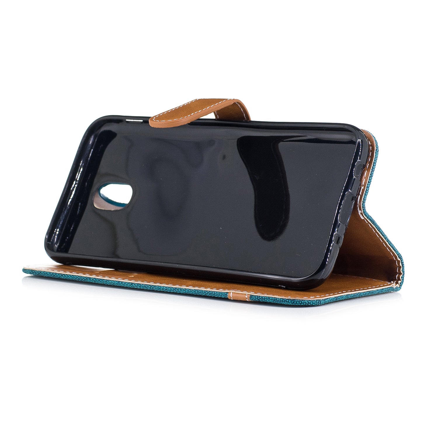 Two-tone Jean Cloth PU Leather Wallet Stand Case for Samsung Galaxy J5 (2017) J530 EU Version