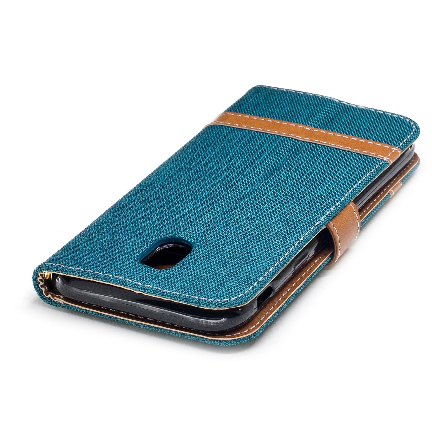 Two-tone Jean Cloth PU Leather Wallet Stand Case for Samsung Galaxy J5 (2017) J530 EU Version