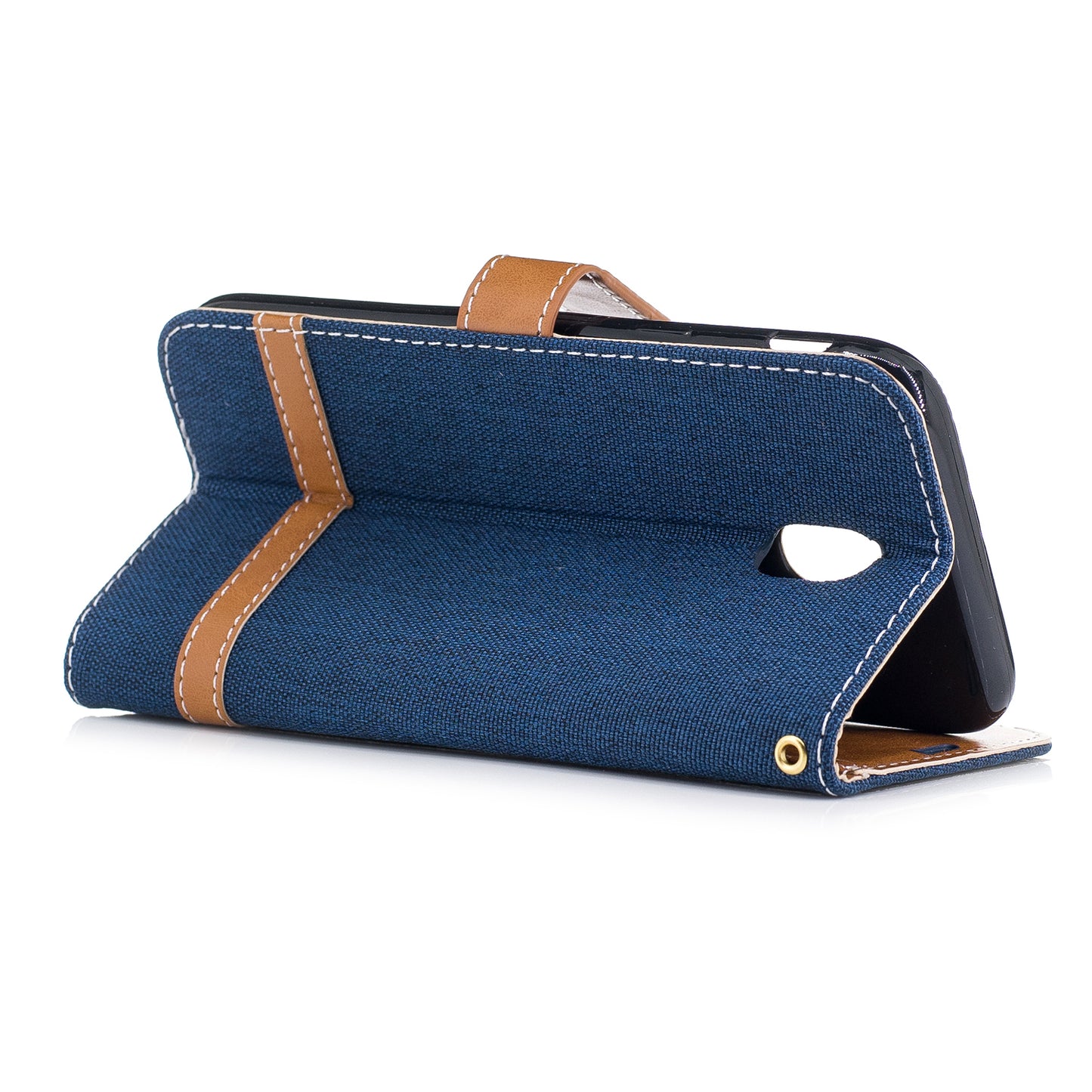 Two-tone Jean Cloth PU Leather Wallet Stand Case for Samsung Galaxy J5 (2017) J530 EU Version