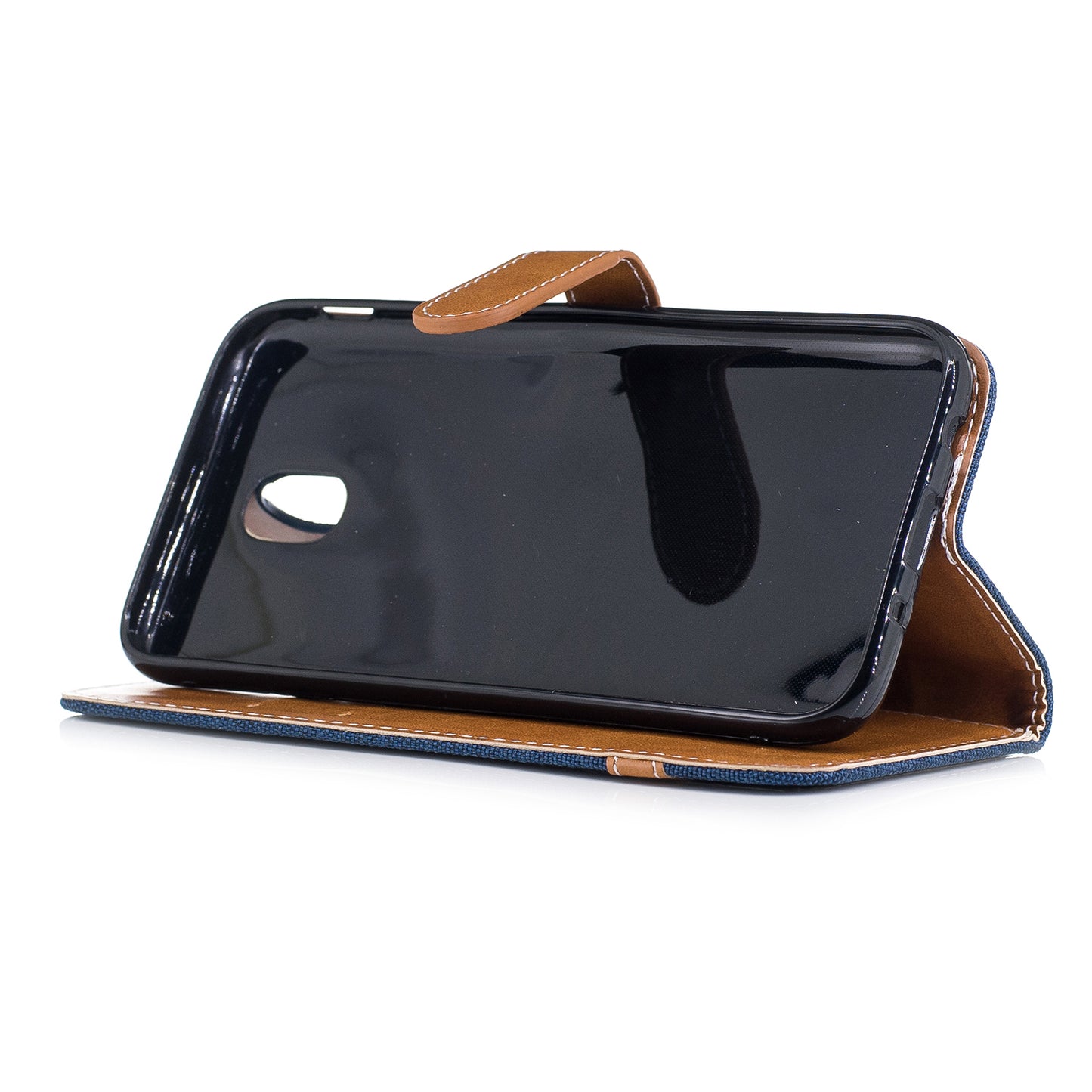 Two-tone Jean Cloth PU Leather Wallet Stand Case for Samsung Galaxy J5 (2017) J530 EU Version