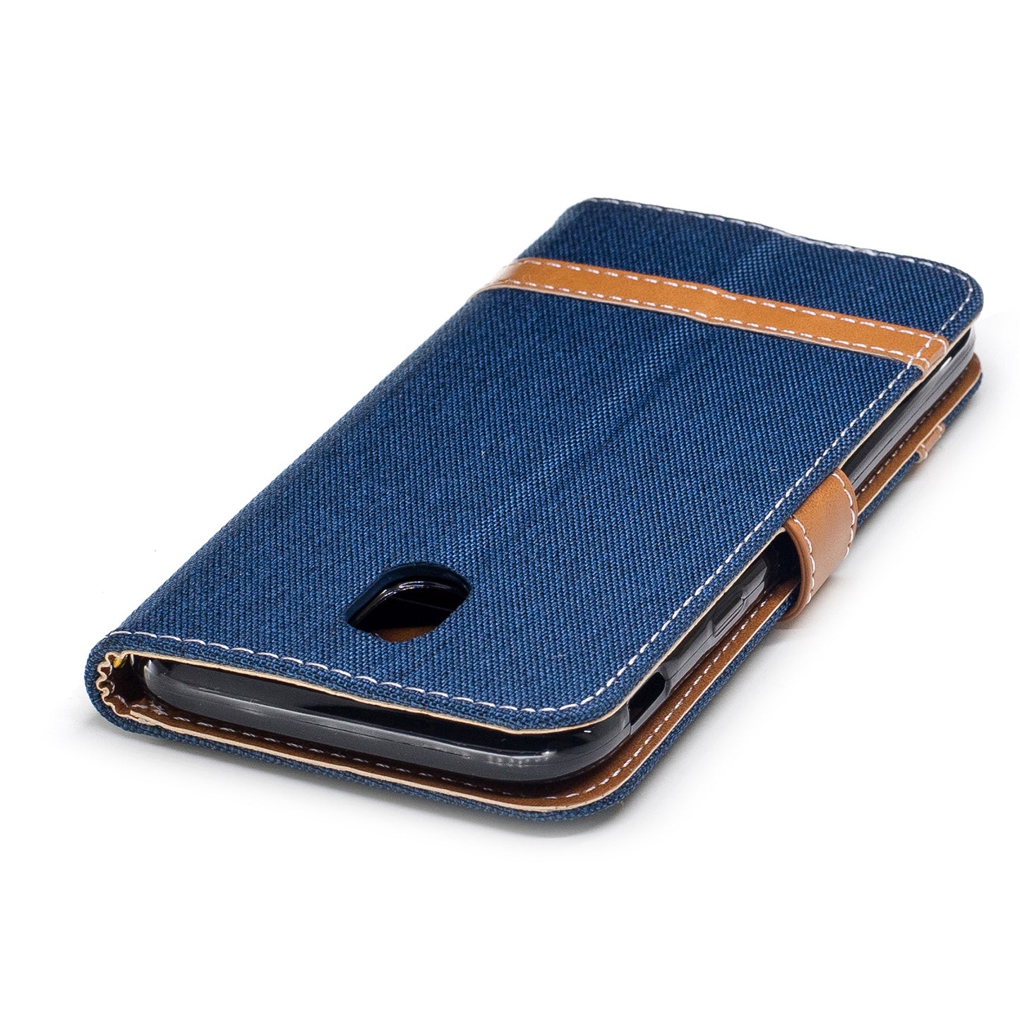 Two-tone Jean Cloth PU Leather Wallet Stand Case for Samsung Galaxy J5 (2017) J530 EU Version