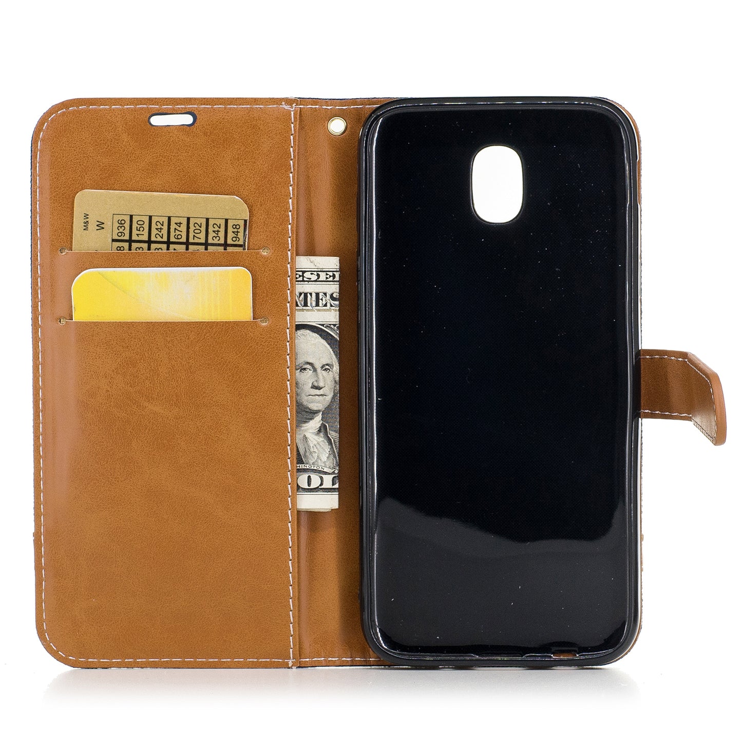 Two-tone Jean Cloth PU Leather Wallet Stand Case for Samsung Galaxy J5 (2017) J530 EU Version