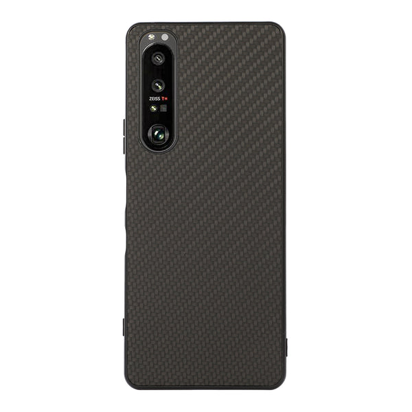 Well-Protected Carbon Fiber Texture Leather Case for Sony Xperia 1 III 5G