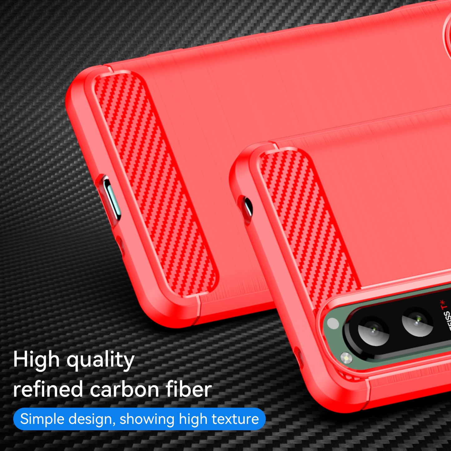 1.8mm Brushed Surface TPU Case Carbon Fiber Texture Phone Back Protector Cover for Sony Xperia 5 III 5G
