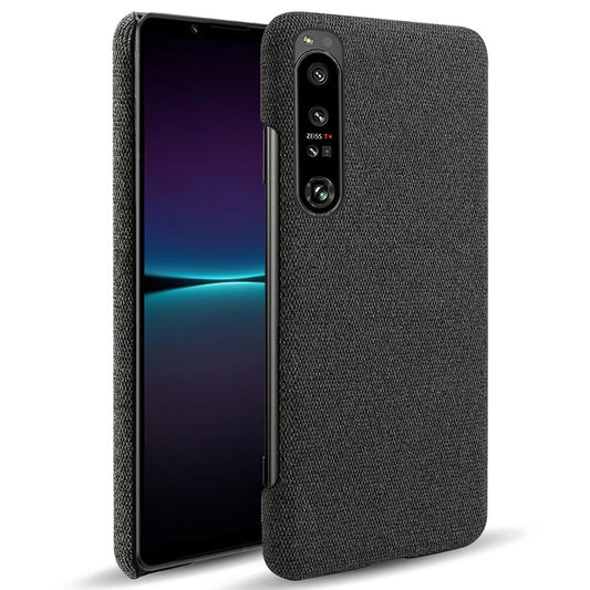 For Sony Xperia 1 IV Wear-resistant Drop-proof Mobile Phone Case Solid Color Hard PC+Cloth Phone Shell Cover