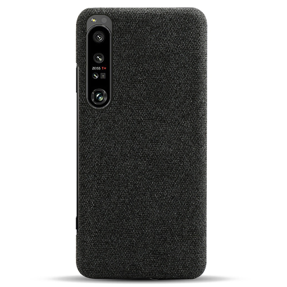 For Sony Xperia 1 IV Wear-resistant Drop-proof Mobile Phone Case Solid Color Hard PC+Cloth Phone Shell Cover