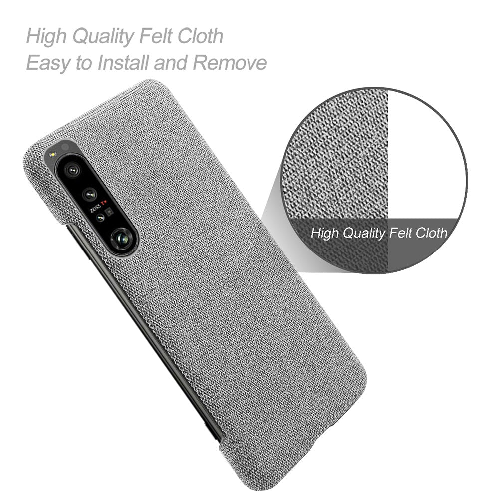For Sony Xperia 1 IV Wear-resistant Drop-proof Mobile Phone Case Solid Color Hard PC+Cloth Phone Shell Cover