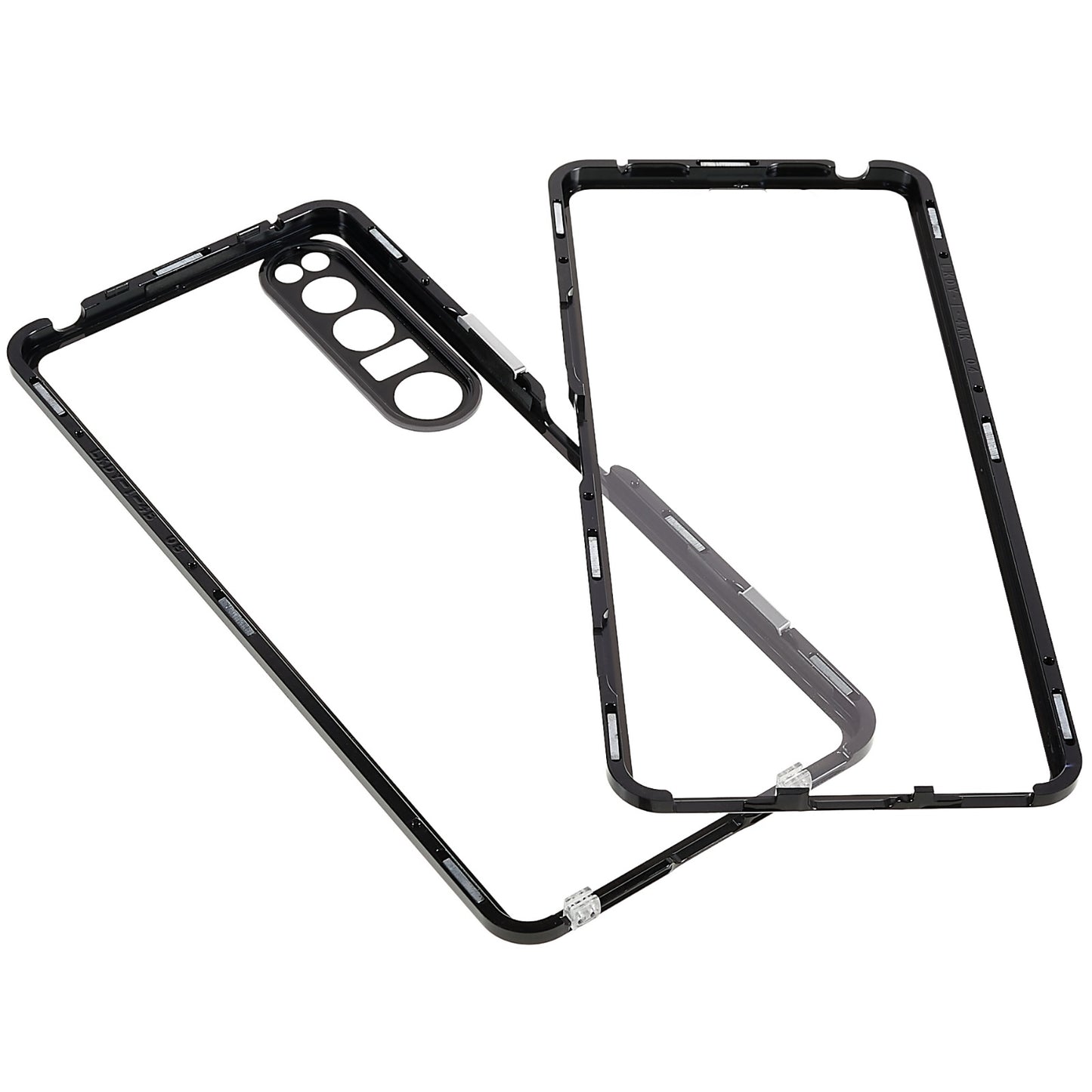 For Sony Xperia 1 IV 5G Anti-drop Anti-wear Metal Frame + Tempered Glass + PC Hybrid Cover Magnetic Closure Phone Shell Case