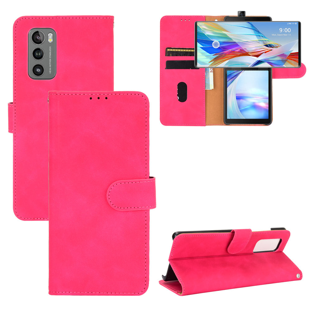 Skin-touch PU Leather Wallet Cell Phone Case for LG Wing 5G