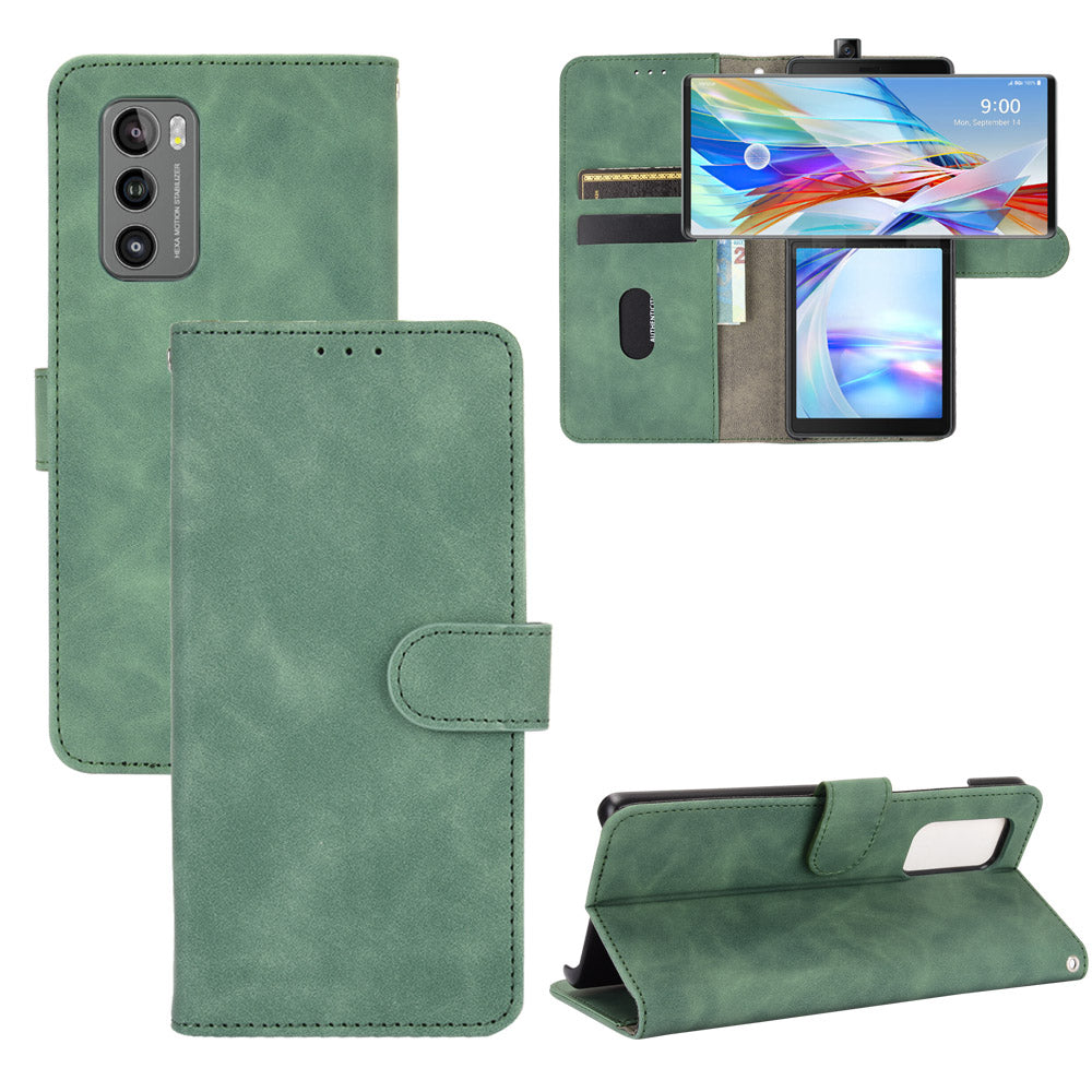 Skin-touch PU Leather Wallet Cell Phone Case for LG Wing 5G