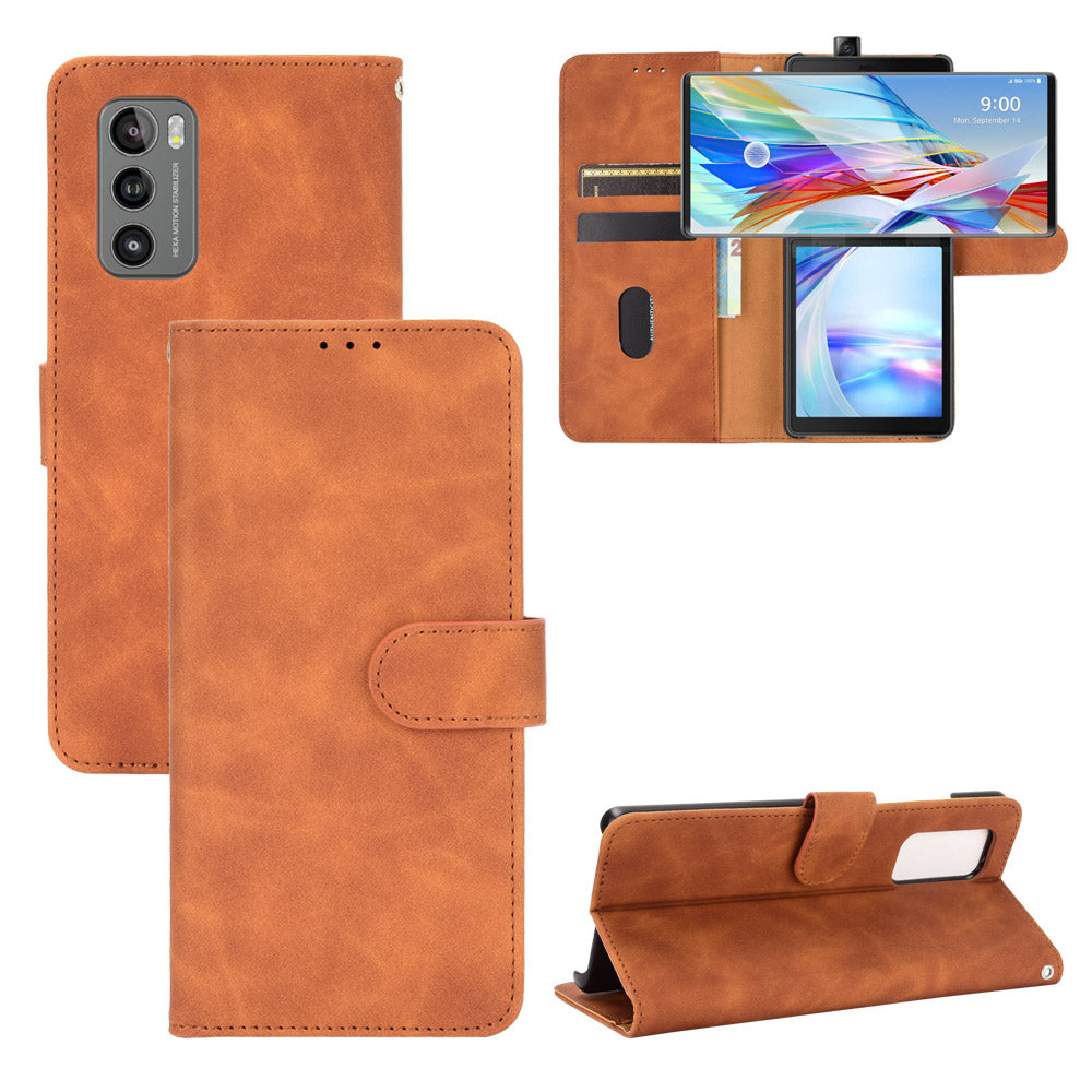 Skin-touch PU Leather Wallet Cell Phone Case for LG Wing 5G