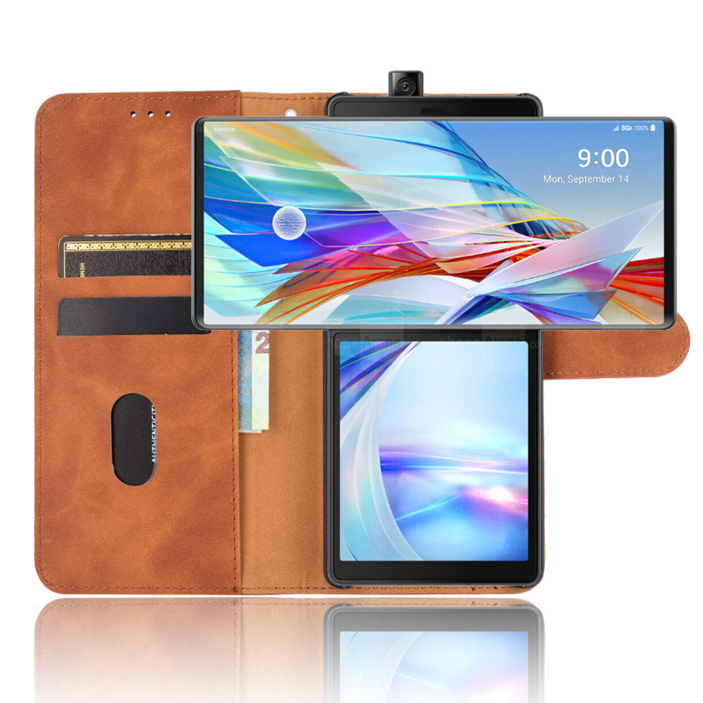 Skin-touch PU Leather Wallet Cell Phone Case for LG Wing 5G
