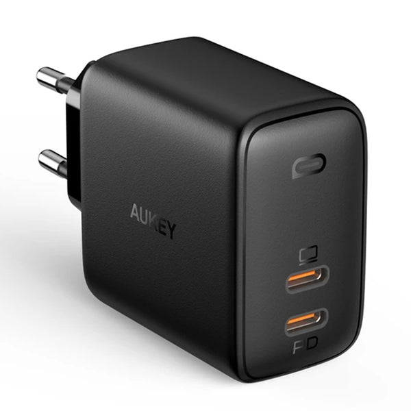 AUKEY PA-B4 65W Max Dual Type-C GaN Power Adapter PD Fast Charging Wall Charger