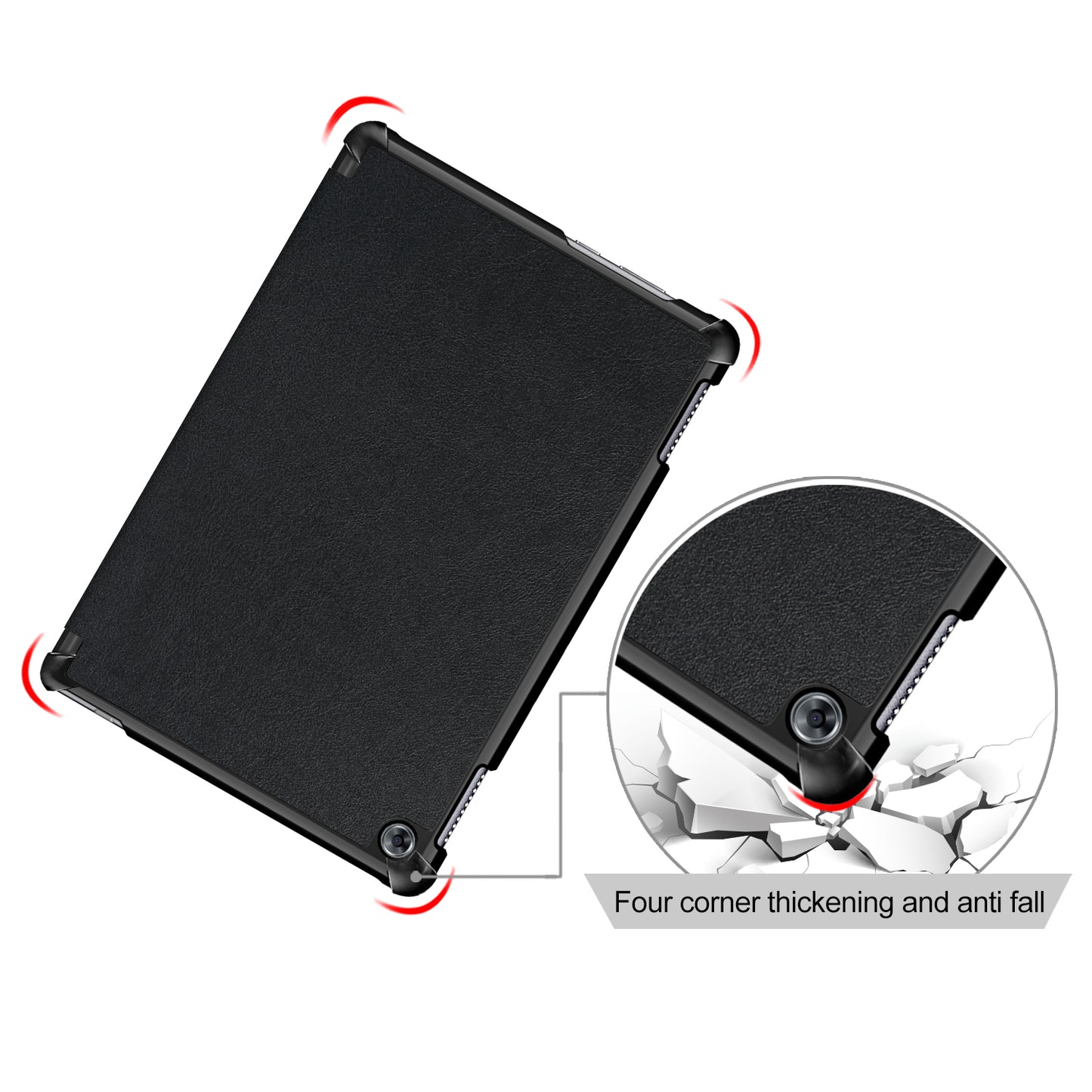 For Huawei Mediapad M5 Lite 10.1 Tri-fold Stand Auto-wake / sleep Smart Leather Case