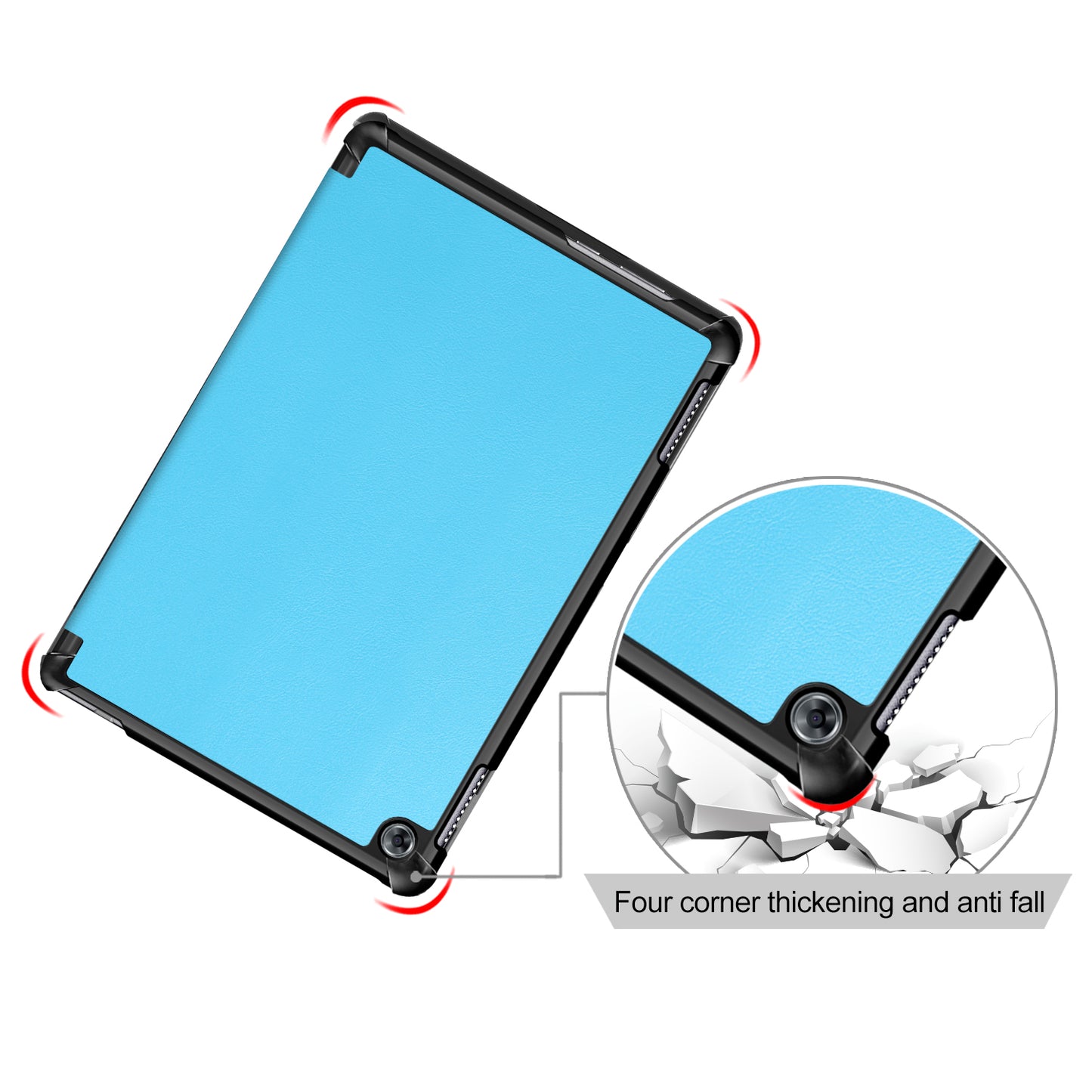 For Huawei Mediapad M5 Lite 10.1 Tri-fold Stand Auto-wake / sleep Smart Leather Case