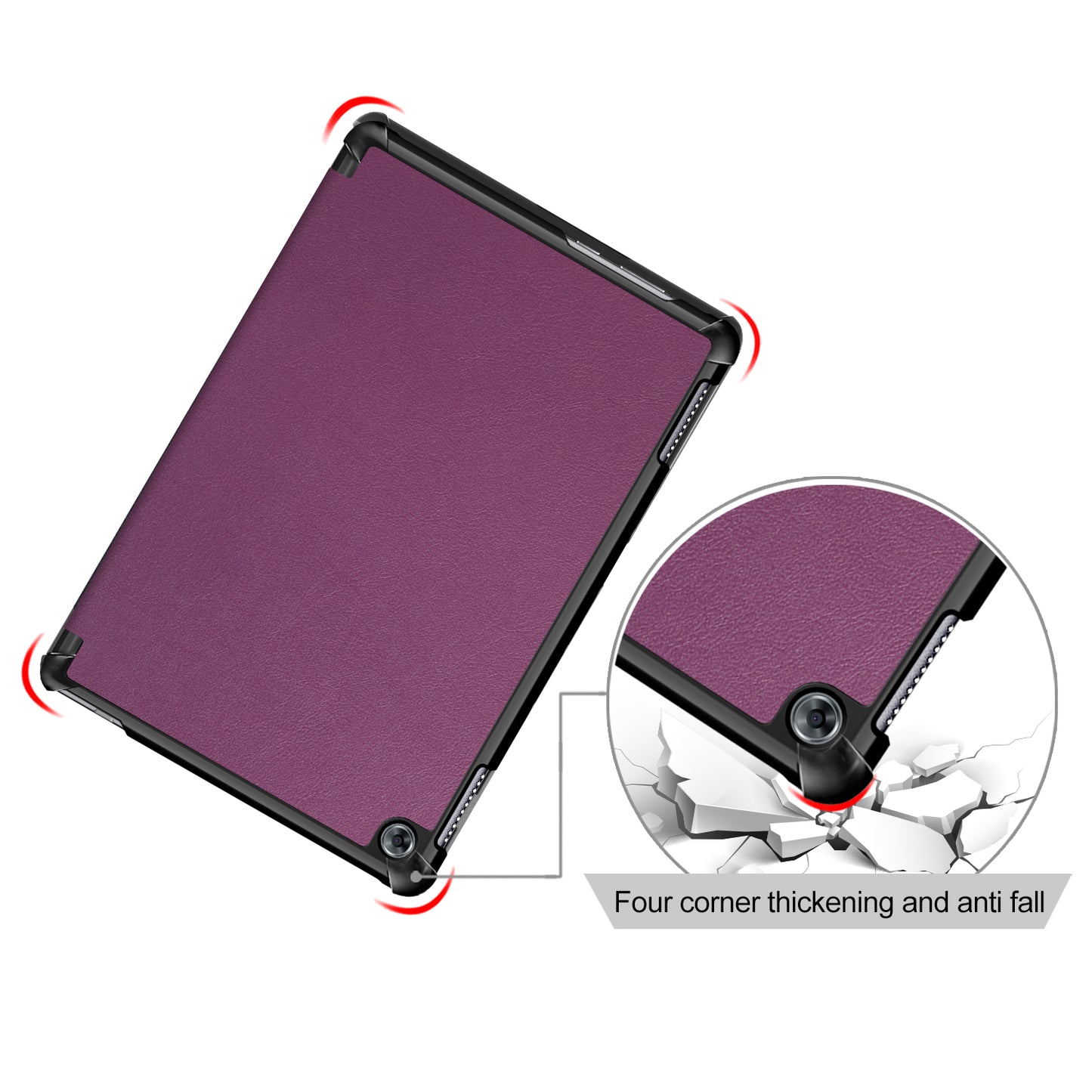 For Huawei Mediapad M5 Lite 10.1 Tri-fold Stand Auto-wake / sleep Smart Leather Case