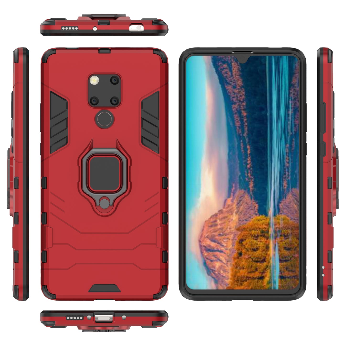 Finger Ring Kickstand PC + TPU Combo Cell Phone Case for Huawei Mate 20 X