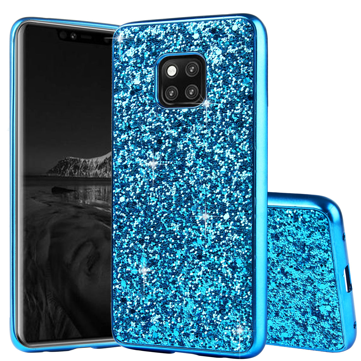 Electroplating Flash Powder PC + TPU Hybrid Mobile Casing for Huawei Mate 20 Pro