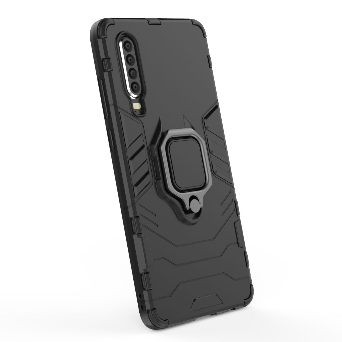 For Huawei P30 Finger Ring Kickstand PC + TPU Hybrid Mobile Phone Case