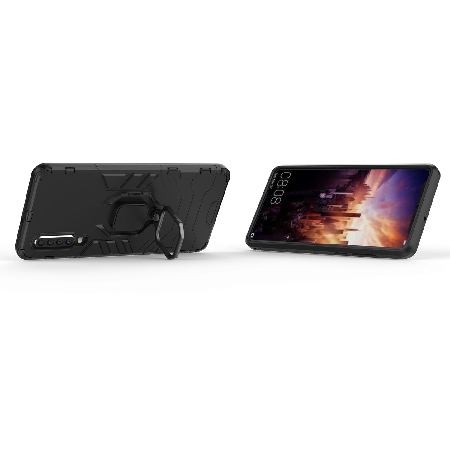 For Huawei P30 Finger Ring Kickstand PC + TPU Hybrid Mobile Phone Case