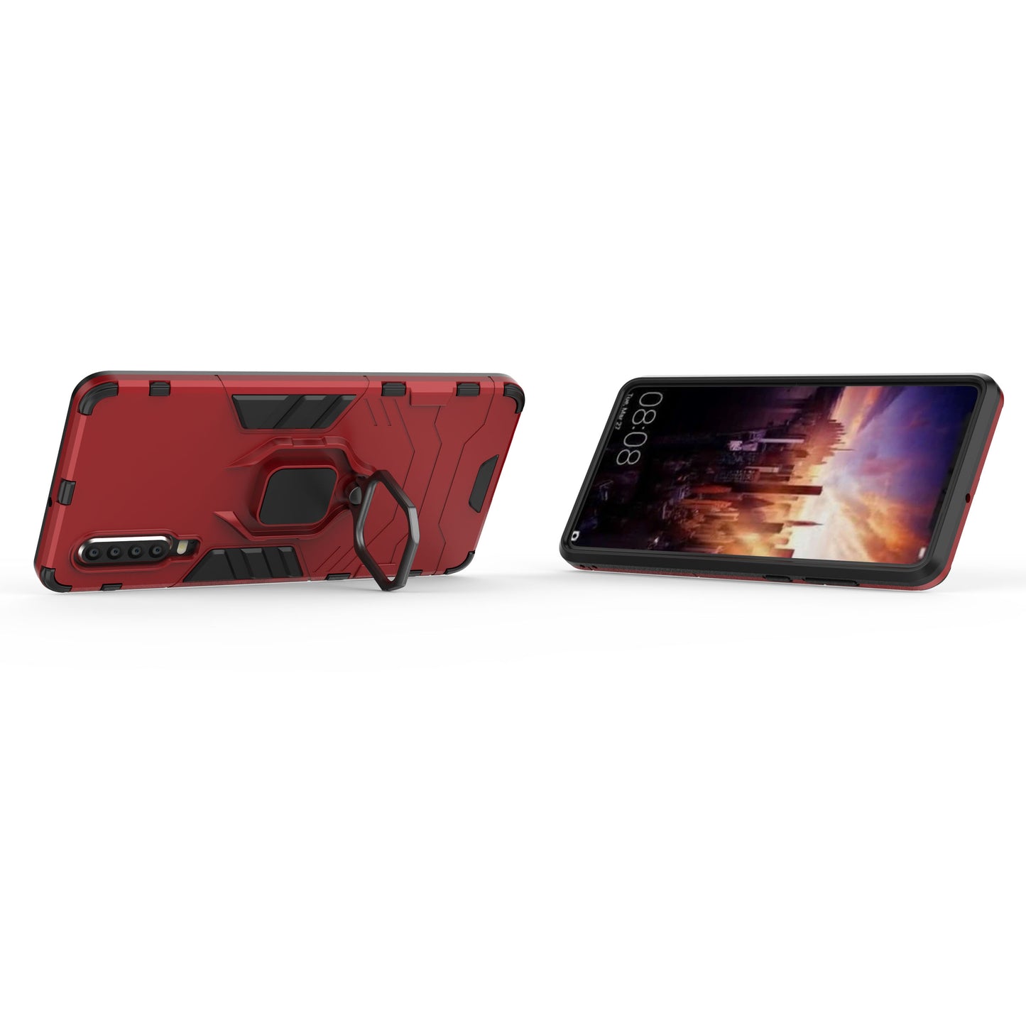 For Huawei P30 Finger Ring Kickstand PC + TPU Hybrid Mobile Phone Case