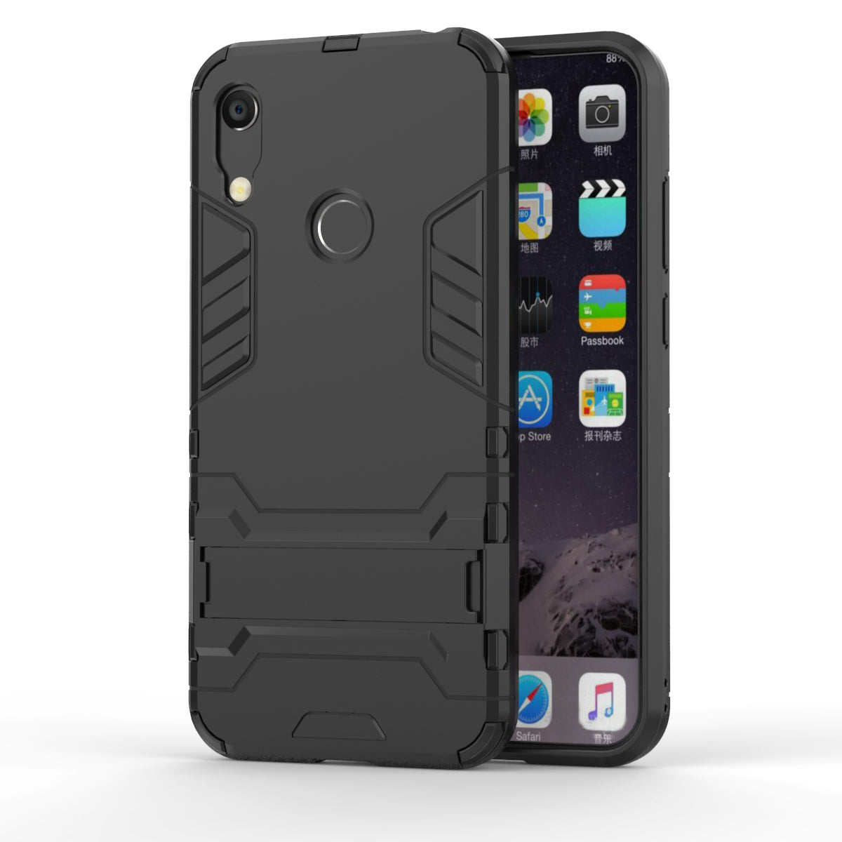 For Huawei Honor 8A / Y6 (2019, with Fingerprint Sensor) / Y6 Prime (2019) Cool Guard Kickstand PC + TPU Hybrid Phone Case