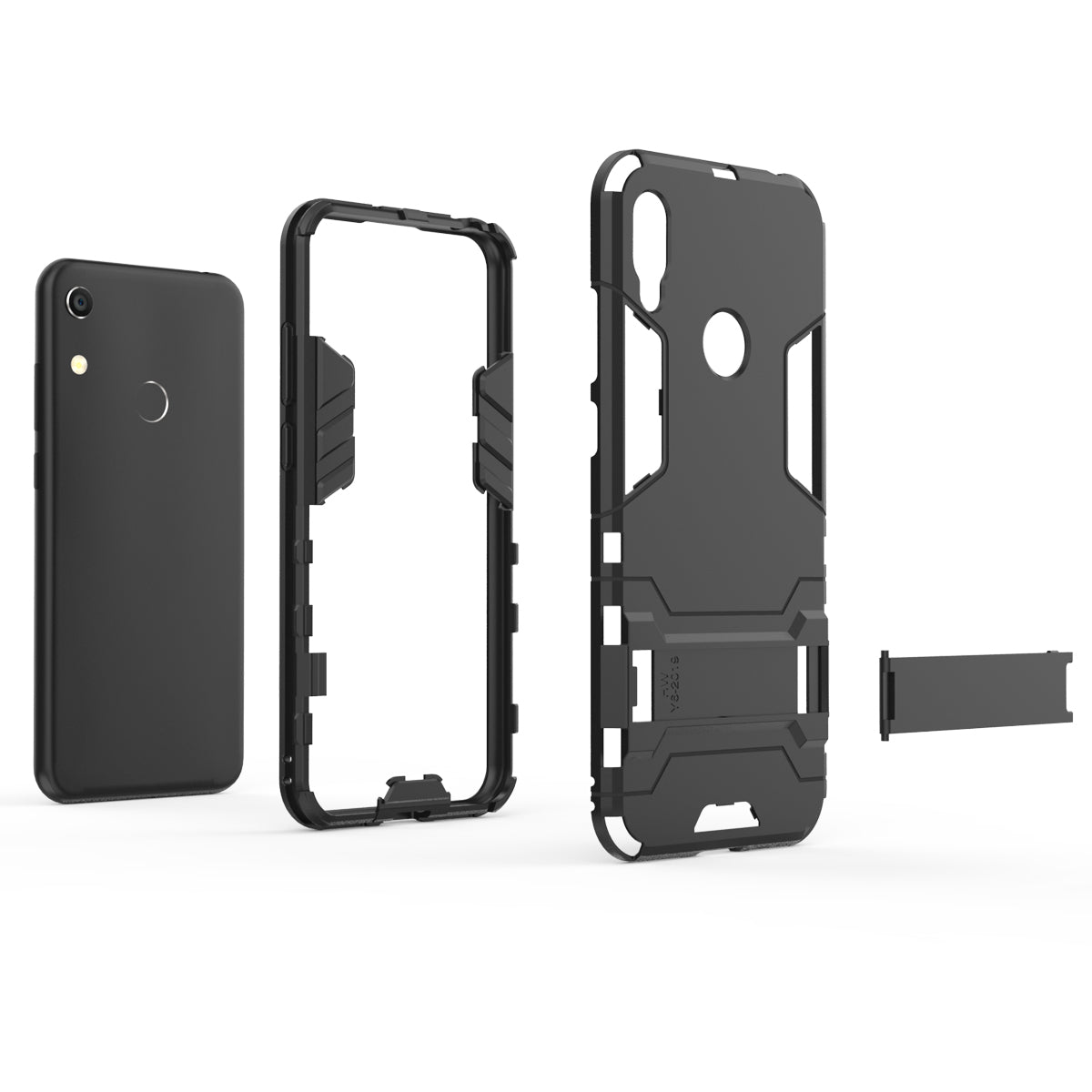 For Huawei Honor 8A / Y6 (2019, with Fingerprint Sensor) / Y6 Prime (2019) Cool Guard Kickstand PC + TPU Hybrid Phone Case