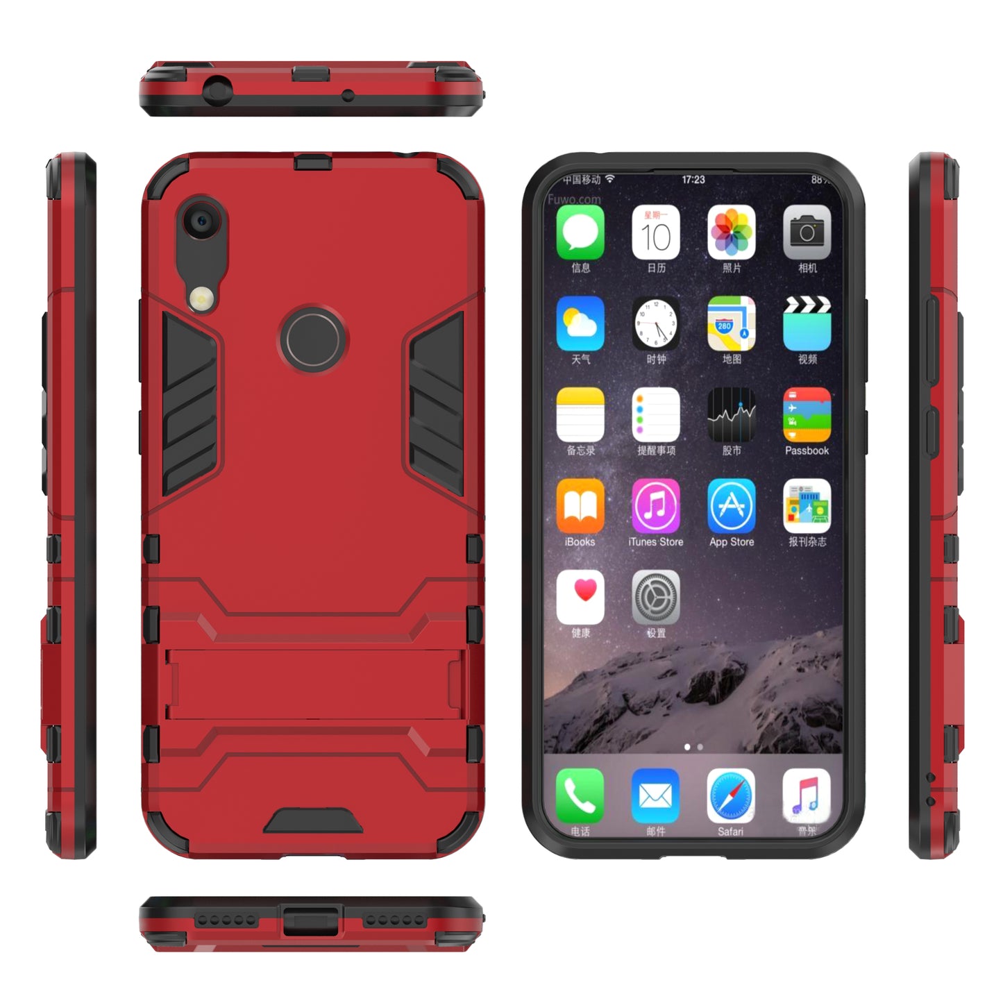 For Huawei Honor 8A / Y6 (2019, with Fingerprint Sensor) / Y6 Prime (2019) Cool Guard Kickstand PC + TPU Hybrid Phone Case