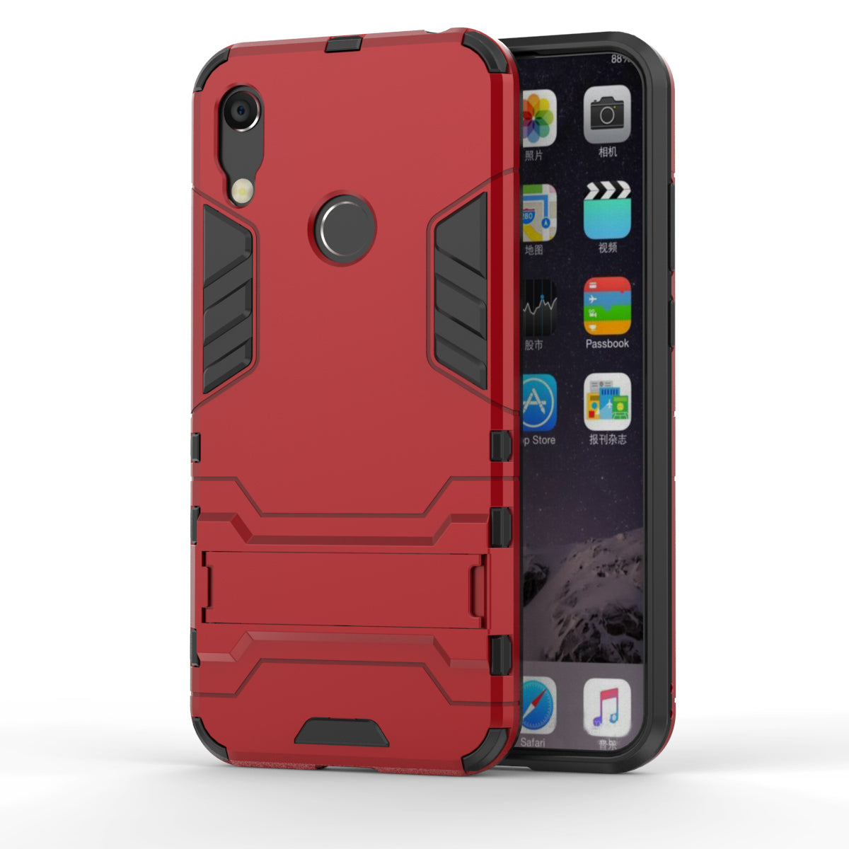 For Huawei Honor 8A / Y6 (2019, with Fingerprint Sensor) / Y6 Prime (2019) Cool Guard Kickstand PC + TPU Hybrid Phone Case