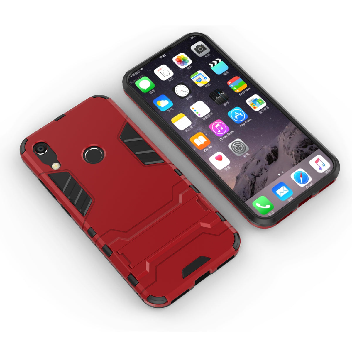 For Huawei Honor 8A / Y6 (2019, with Fingerprint Sensor) / Y6 Prime (2019) Cool Guard Kickstand PC + TPU Hybrid Phone Case