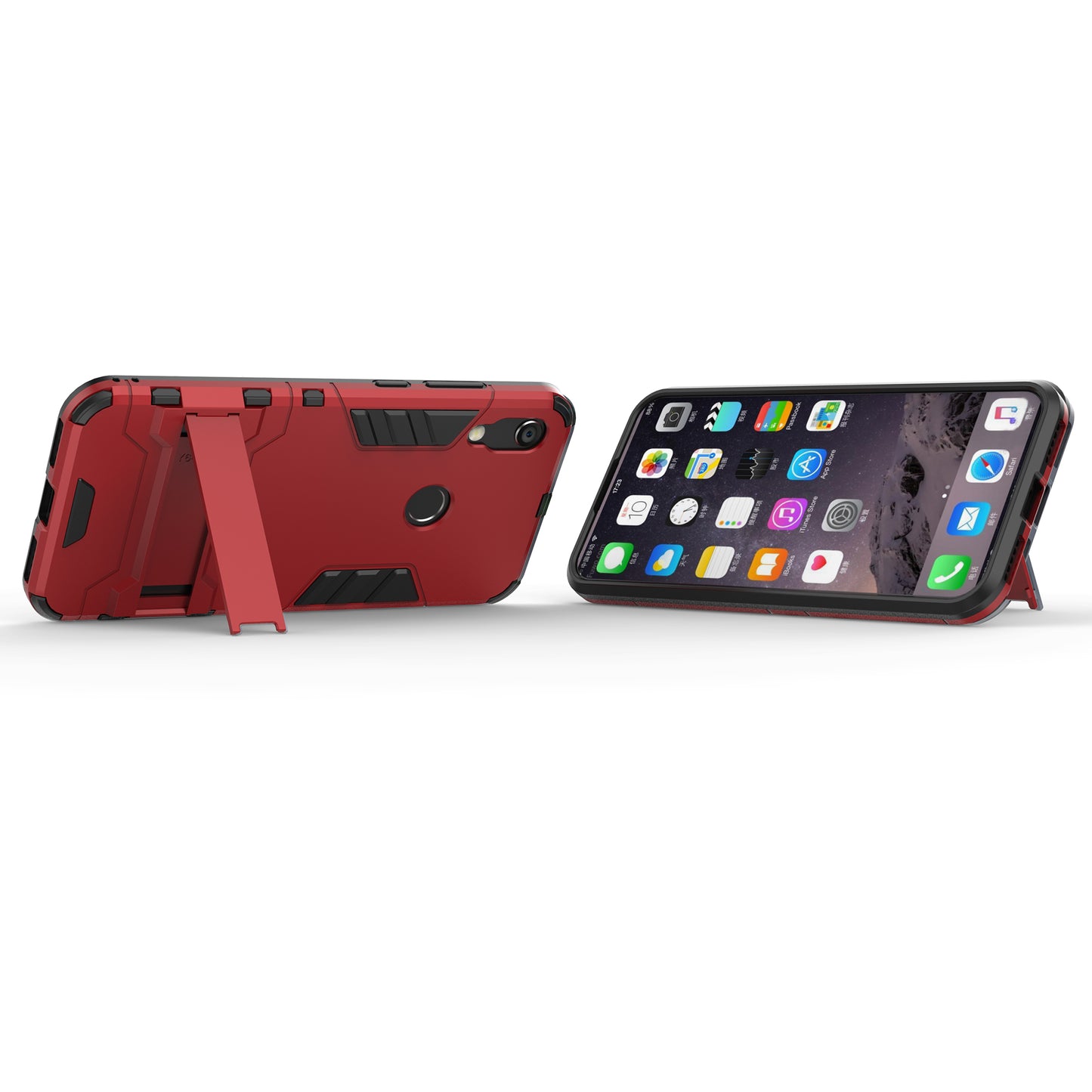 For Huawei Honor 8A / Y6 (2019, with Fingerprint Sensor) / Y6 Prime (2019) Cool Guard Kickstand PC + TPU Hybrid Phone Case