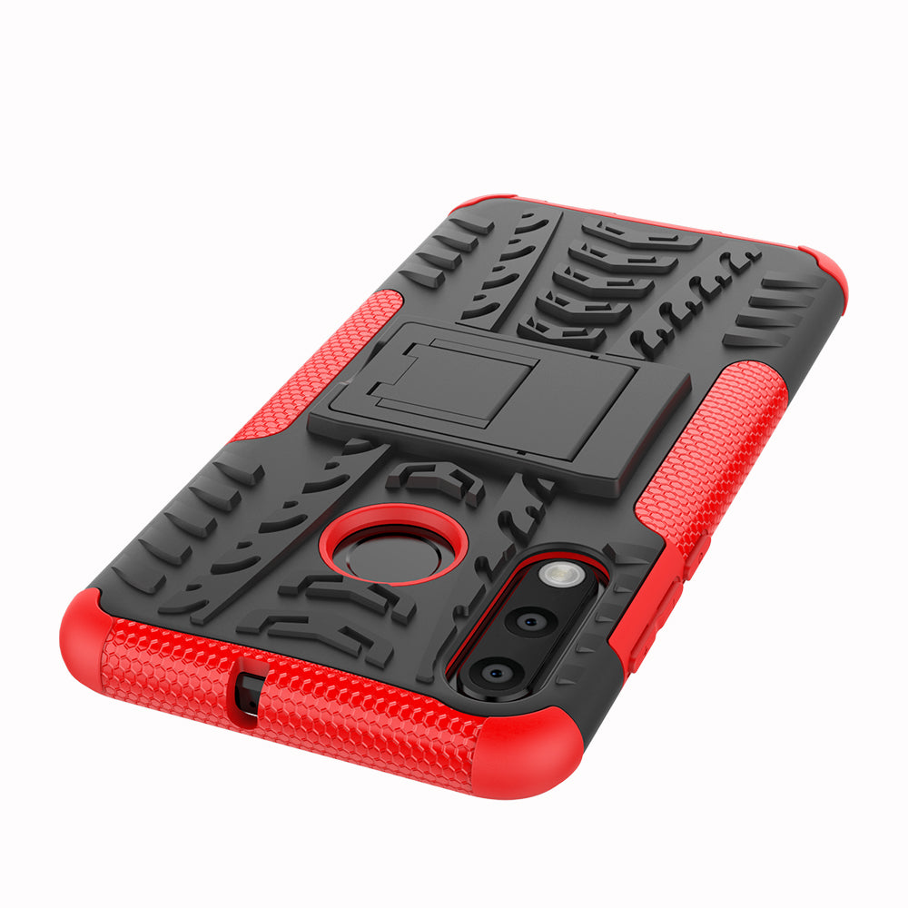 For Huawei P30 Lite Cool Tyre Kickstand PC + TPU Hybrid Protection Case Cover