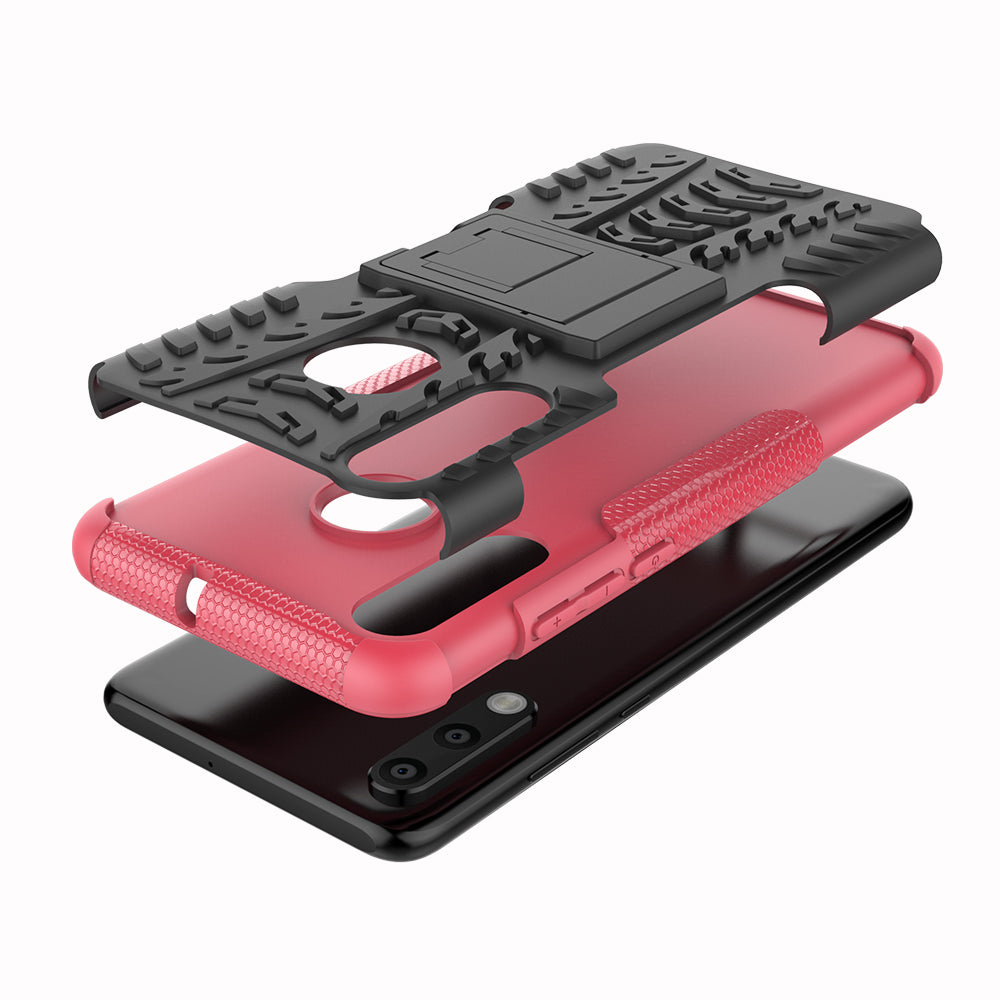 For Huawei P30 Lite Cool Tyre Kickstand PC + TPU Hybrid Protection Case Cover