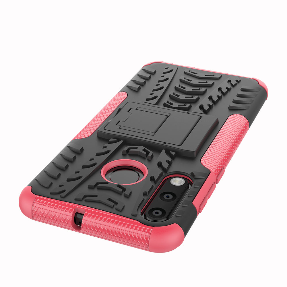 For Huawei P30 Lite Cool Tyre Kickstand PC + TPU Hybrid Protection Case Cover