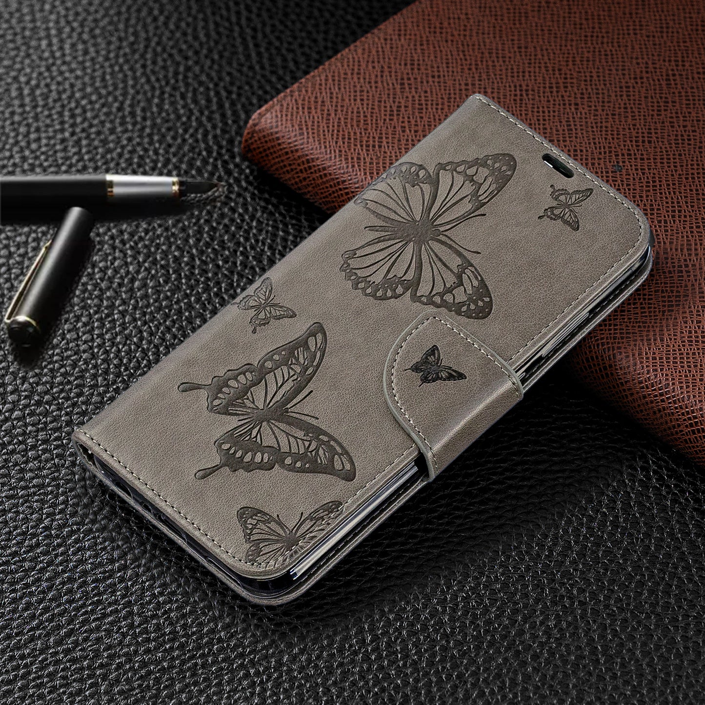 For Huawei P Smart (2019) / Honor 10 Lite PU Leather Imprint Butterflies Phone Case