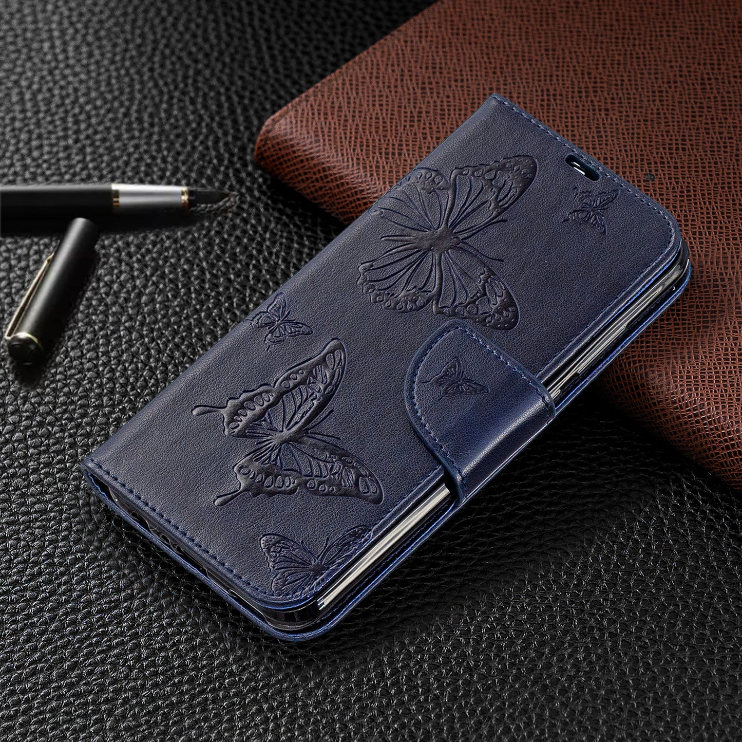For Huawei P Smart (2019) / Honor 10 Lite PU Leather Imprint Butterflies Phone Case