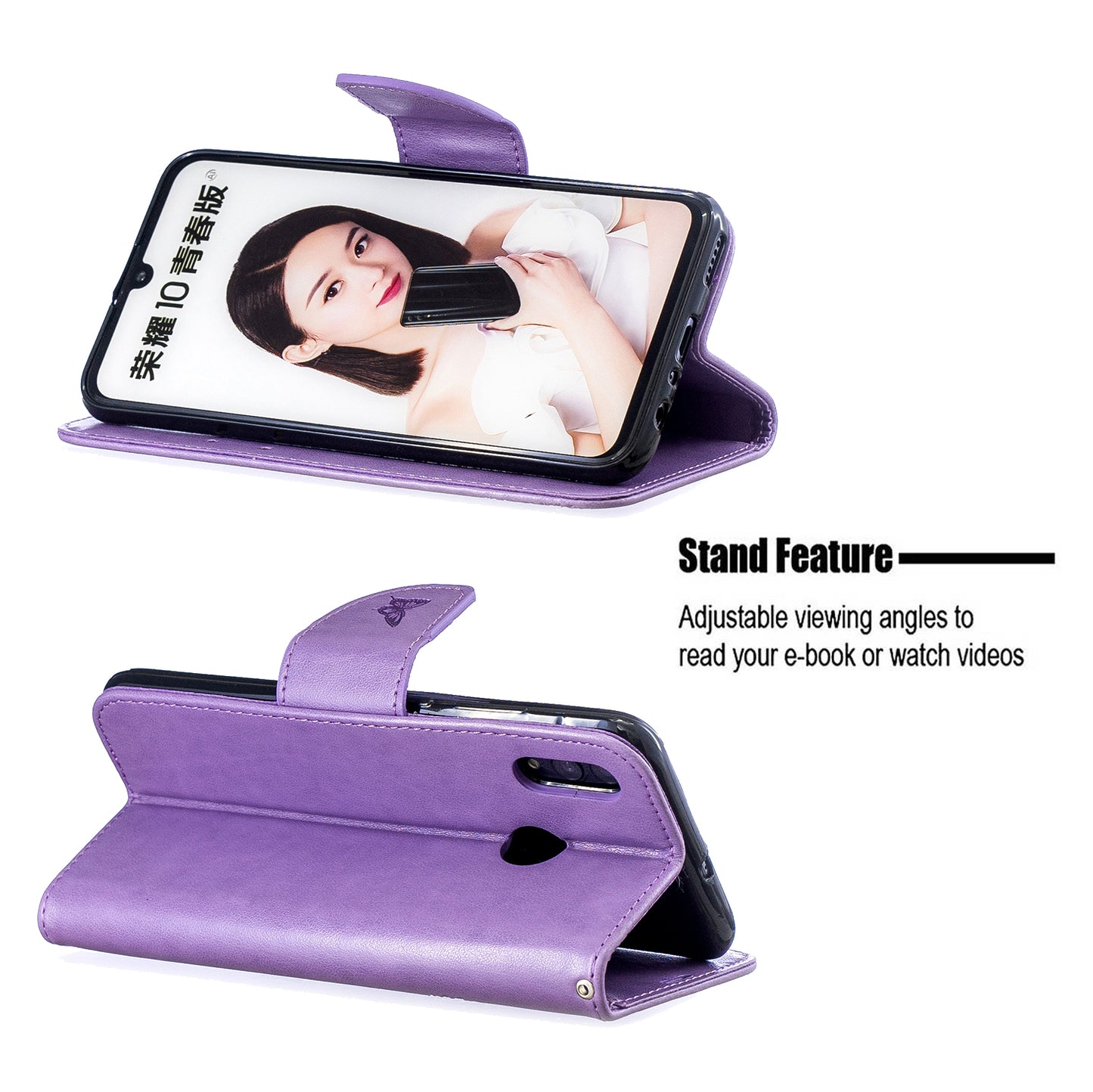For Huawei P Smart (2019) / Honor 10 Lite PU Leather Imprint Butterflies Phone Case