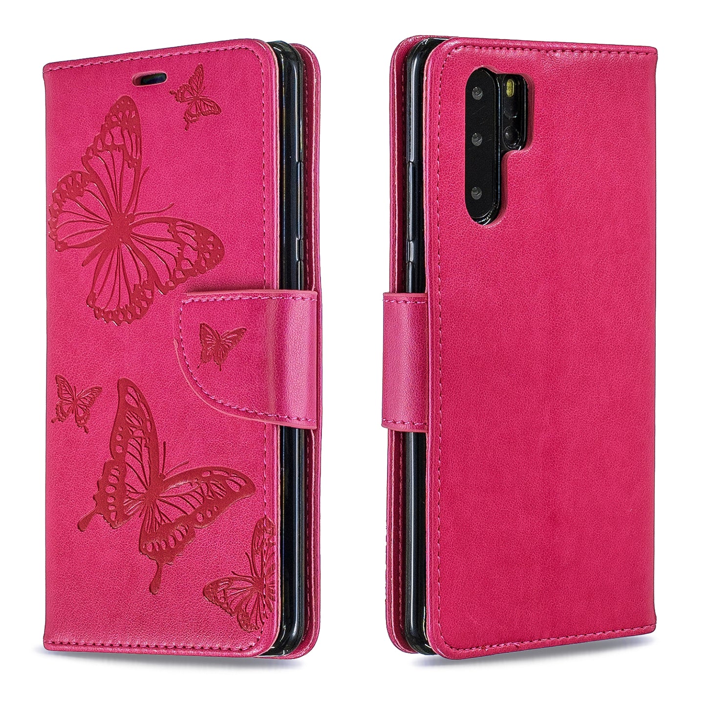 For Huawei P30 Pro PU Leather Imprint Butterflies Phone Case