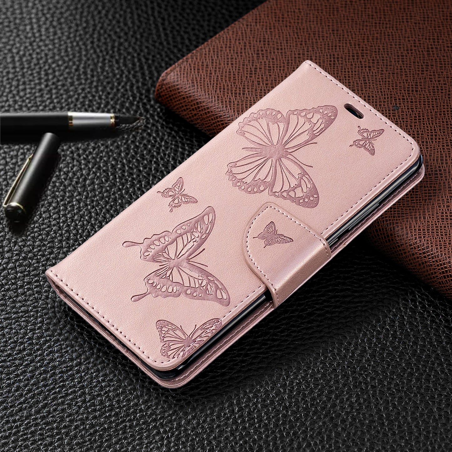 For Huawei P30 Pro PU Leather Imprint Butterflies Phone Case